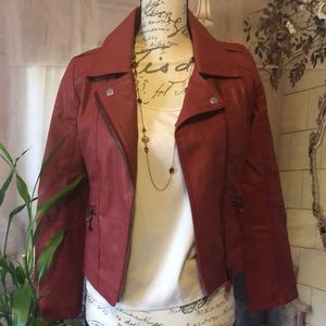 HYZ Dark Red Faux Leather Biker Style in Sz Small